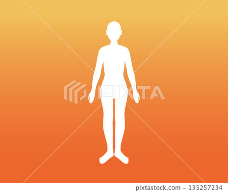 Gradient human body illustration (female, orange) 135257234