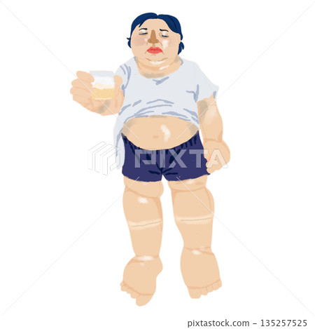 Illustration of symptoms of nephrotic syndrome | Patients showing generalized edema, eyelid edema, ascites, and proteinuria Illustration of symptoms of nephrotic syndrome | Patients showing generalized edema, eyelid edema, ascites, and proteinuria 135257525
