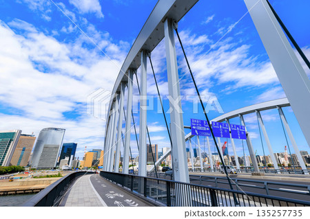 東京中央區 Kan-ni Dori 沿線的城市景觀（築地橋附近） 135257735