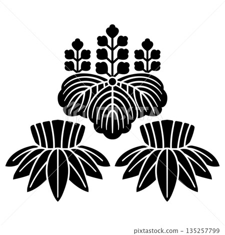 This is the family crest of Yamana Toyokuni and Yamana Suketoyo. It is called Yamana Paulownia. 135257799