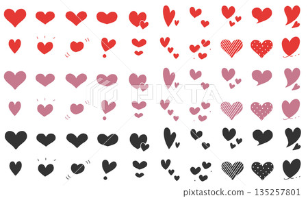 Hand-drawn Heart Icons Set of 60 (Red, Pink, Black/Solid Color) Hand-drawn Heart Icons Set of 60 (Red, Pink, Black/Solid Color) 135257801