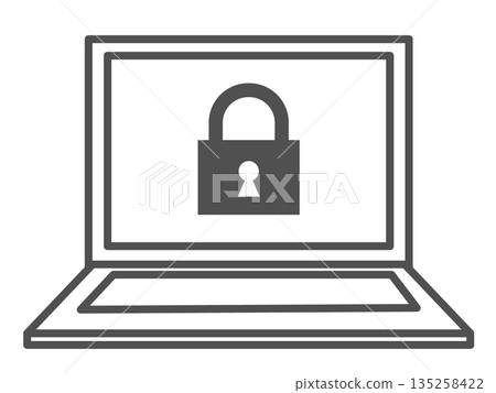 Icon illustration of a laptop with a lock screen 135258422