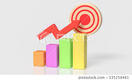 Business Growth Target Achievement Concept with Rising Chart and Arrow 3d render. Business Growth Target Achievement Concept with Rising Chart and Arrow 3d render. 135258481