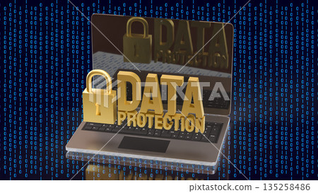 Laptop Data Protection and Digital Cybersecurity Privacy Concept 3d render. Laptop Data Protection and Digital Cybersecurity Privacy Concept 3d render. 135258486