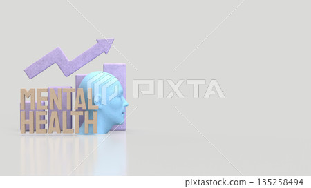 Mental Health Growth Concept with Mind Balance and Positive Progress 3d render. 135258494