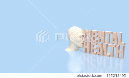 Mental Health Awareness Concept with Human Mind and Wellbeing Focus 3d render. Mental Health Awareness Concept with Human Mind and Wellbeing Focus 3d render. 135258495