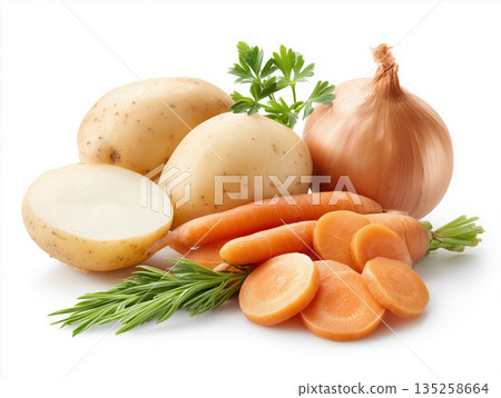 Simple and easy-to-use stock photos of basic vegetables 135258664