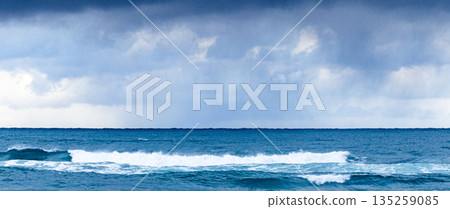 The rough Sea of Japan seen from the coast of Higashihama in Tottori, San'in region, in snowy winter The rough Sea of Japan seen from the coast of Higashihama in Tottori, San'in region, in snowy winter 135259085