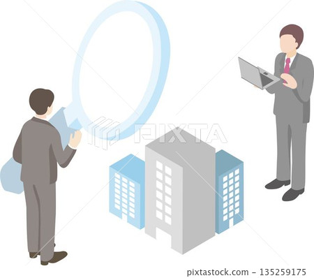 求職和公司調查的等距插圖。適用於求職和招募業務的概念素材。 135259175