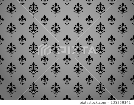 Flower geometric pattern. Seamless vector background. Gray and black ornament Flower geometric pattern. Seamless vector background. Gray and black ornament 135259341