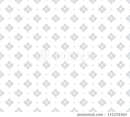 Flower geometric pattern. Seamless vector background. White and gray ornament. Ornament for fabric, wallpaper, packaging. Decorative print Flower geometric pattern. Seamless vector background. White and gray ornament. Ornament for fabric, wallpaper, packaging. Decorative print 135259364