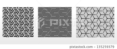 Geometric set of seamless black and gray patterns. Simple vector graphics Geometric set of seamless black and gray patterns. Simple vector graphics 135259379