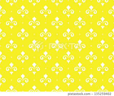 Flower geometric pattern. Seamless vector background. White and yellow ornament. Ornament for fabric, wallpaper, packaging. Decorative print 135259402