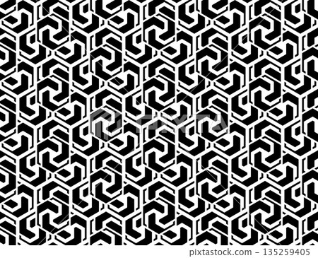 Abstract geometric pattern. A seamless vector background. White and black ornament. Graphic modern pattern. Simple lattice graphic design. 135259405