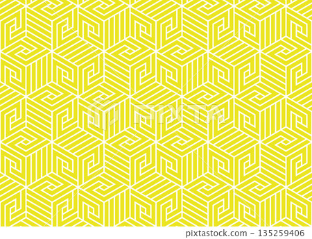 Abstract geometric pattern. A seamless vector background. White and yellow ornament. Graphic modern pattern. Simple lattice graphic design 135259406