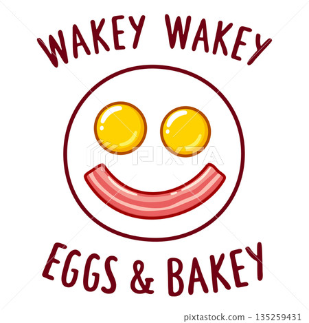 Smiling fried eggs and bacon breakfast Smiling fried eggs and bacon breakfast 135259431