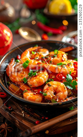 Delicious Chinese Drunken Shrimp for Lunar New Year Celebration Delicious Chinese Drunken Shrimp for Lunar New Year Celebration 135260129