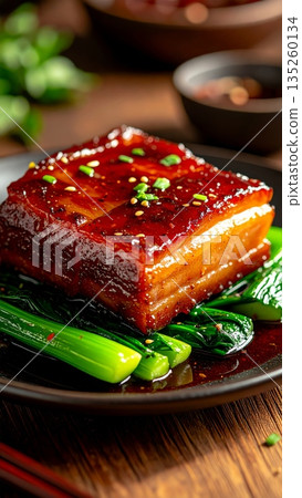 Chinese Braised Pork Belly with Mixed Vegetables, Traditional Dish for Lunar New Year Chinese Braised Pork Belly with Mixed Vegetables, Traditional Dish for Lunar New Year 135260134