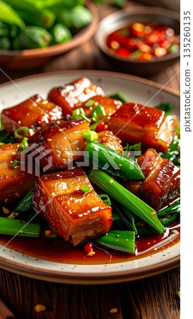 Chinese Braised Pork Belly with Mixed Vegetables, Traditional Dish for Lunar New Year 135260135