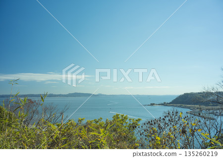 從東浦賀東加苗神社後方的明神山頂眺望浦賀水道。 135260219