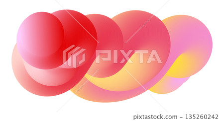 Vibrant red and yellow liquid shape with 3D volume and smooth color transitions on white Vibrant red and yellow liquid shape with 3D volume and smooth color transitions on white 135260242