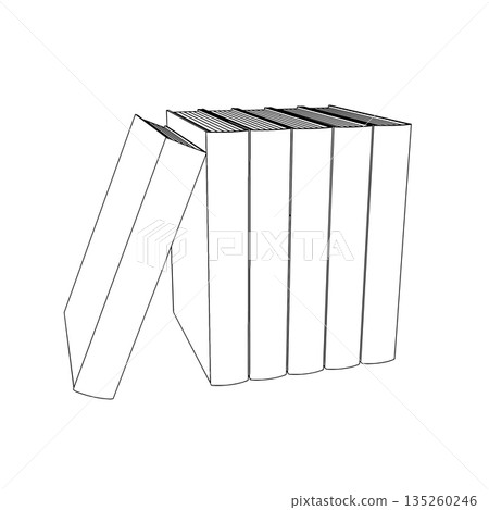 Outline for Coloring of Hardcover Book with Bookmark on White Background. Vector Illustration. Outline for Coloring of Hardcover Book with Bookmark on White Background. Vector Illustration. 135260246