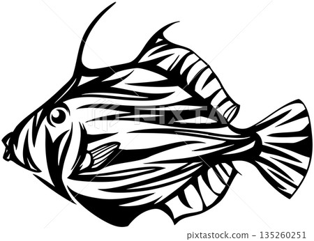 A cool filefish illustration with a tribal design 135260251