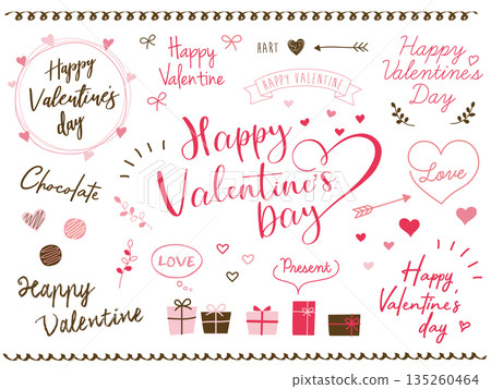 情人節橫幅和傳單的圖形素材 135260464