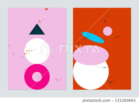 Minimalist abstract poster template design, circle and triangle shapes Minimalist abstract poster template design, circle and triangle shapes 135260663