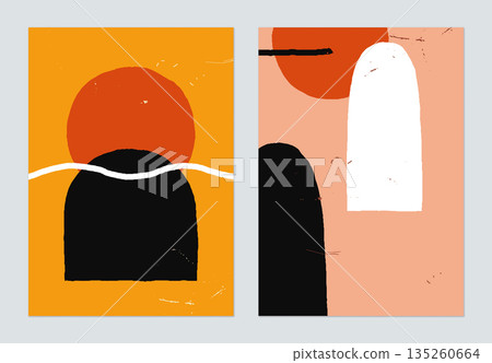 Minimalist abstract poster template design, hand drawn of various shapes Minimalist abstract poster template design, hand drawn of various shapes 135260664