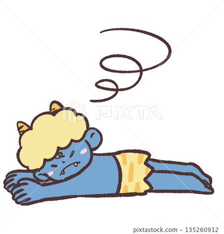 一幅描繪墜落的藍色惡魔的插圖 135260912