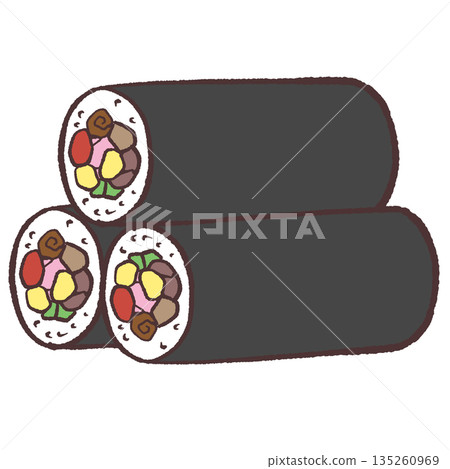 Illustration of a stack of rice bales of ehomaki Illustration of a stack of rice bales of ehomaki 135260969