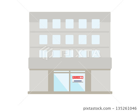 Illustration of a building exterior with a tenant recruitment sign 135261046