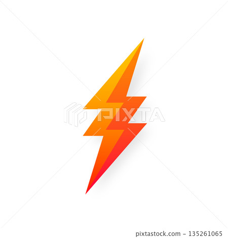 Lightning bolt icon isolated on white background. Vintage flash symbol, thunderbolt with grunge texture. Simple lightning strike sign. Vector illustration 135261065