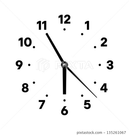Mechanical clock face with arabic numerals, bezel. Watch dial with minute, hour marks and numbers. Timer or stopwatch element. Blank measuring circle scale with divisions. Vector illustration Mechanical clock face with arabic numerals, bezel. Watch dial with minute, hour marks and numbers. Timer or stopwatch element. Blank measuring circle scale with divisions. Vector illustration 135261067