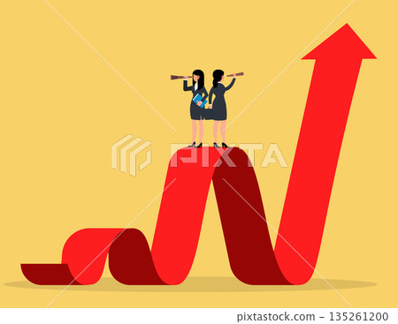 Career path, Business decision making. Businesswomen looking for direction. Career path, Business decision making. Businesswomen looking for direction. 135261200