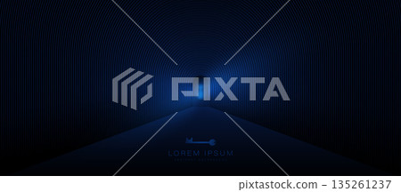 A dark blue image of a tunnel with a keyhole in the middle A dark blue image of a tunnel with a keyhole in the middle 135261237