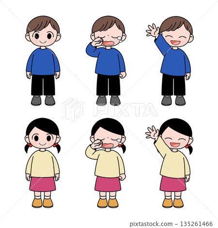 Boys and girls with various expressions 135261466
