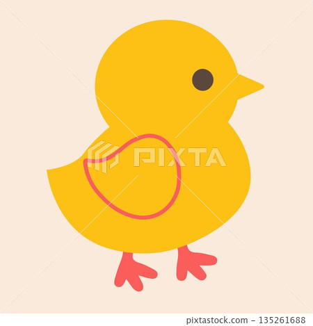 Cute little yellow chicken flat icon. Vector illustration,eps10 135261688
