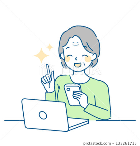 老婦人解決電腦和智慧型手機問題 135261713