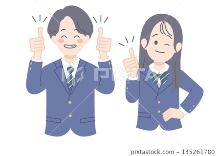 Illustration of a good pose, male and female students 135261780