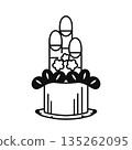Kadomatsu icon black and white line drawing vector illustration 135262095