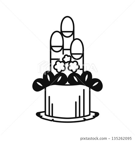 Kadomatsu icon black and white line drawing vector illustration 135262095