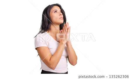 Woman praying, hoping, believing, and seeking spiritual guidance Woman praying, hoping, believing, and seeking spiritual guidance 135262306