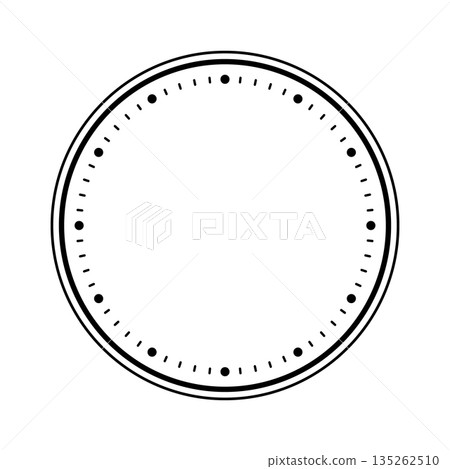 Mechanical clock face, bezel. Watch dial with minute and hour marks. Timer or stopwatch element. Blank measuring circle scale with divisions. Vector illustration 135262510