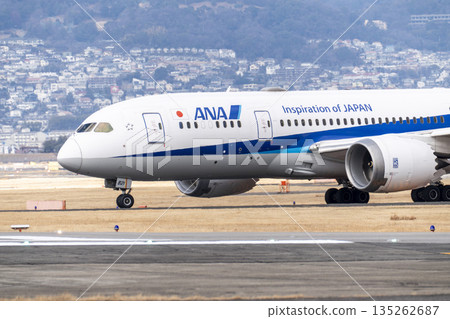 Osaka Airport (Itami Airport) in winter - Airplane taxiing, Toyonaka City, Osaka Prefecture Osaka Airport (Itami Airport) in winter - Airplane taxiing, Toyonaka City, Osaka Prefecture 135262687