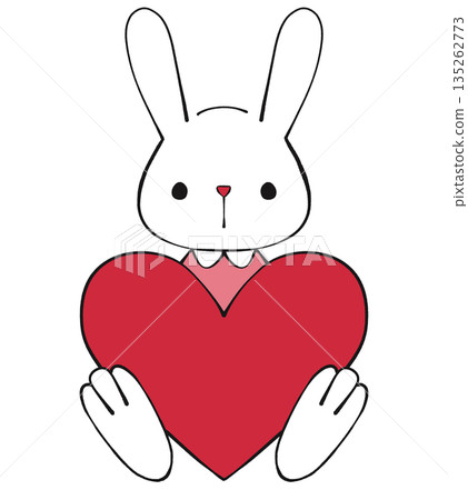 Rabbit holding a red heart Rabbit holding a red heart 135262773