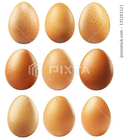 Speckled egg with natural pattern and smooth surface, isolated on white transparent background. Speckled egg with natural pattern and smooth surface, isolated on white transparent background. 135263121