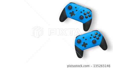 Wireless gaming controllers flying in air isolated on white background, symbolizing gaming technology concept Wireless gaming controllers flying in air isolated on white background, symbolizing gaming technology concept 135263146