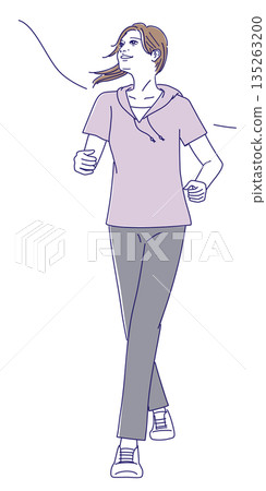 一位年輕女子行走的插圖 135263200